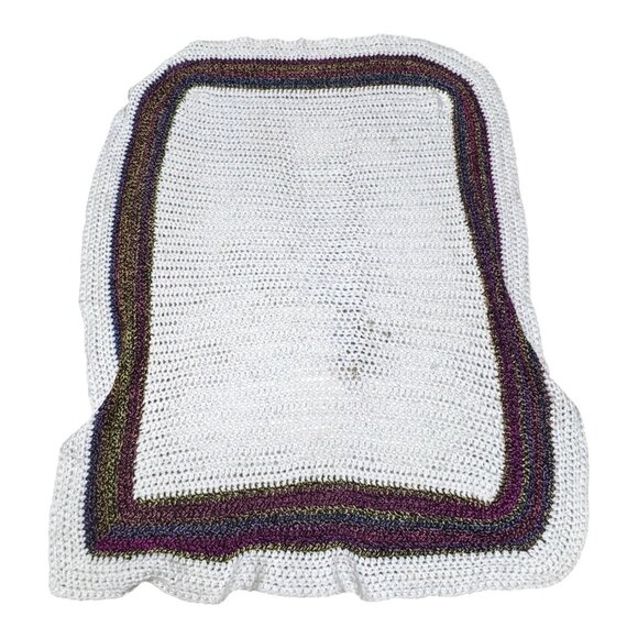 Handmade Crochet Dream Blanket Soft Multicolor Border Inspirational Throw Y2K - Picture 4 of 6